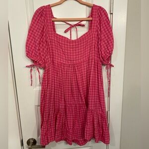 Pilcro Anthropologie Babydoll Dress Pink Gingham
